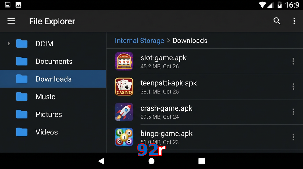 Main screen of 92R gameapk page for PK players