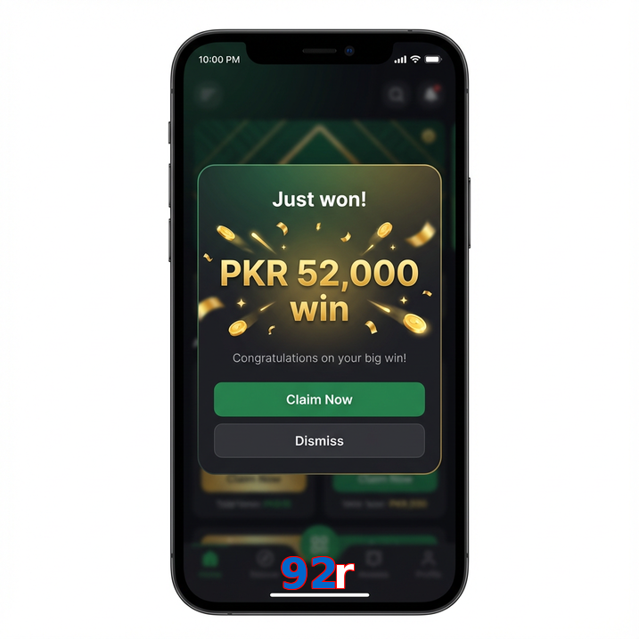 Main screen of 92R win page for PK players